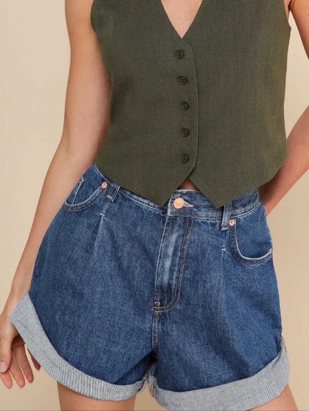 NWT "L" Free People Danni High Rise Denim Short